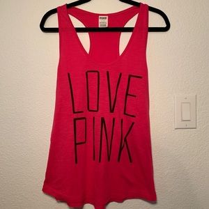 PINK VS Hot Pink Love Pink Raceber Back Tank Top